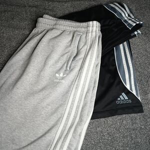 Adidas 2XL Shorts Bundle Black Athletic + Gray Fleece 💪